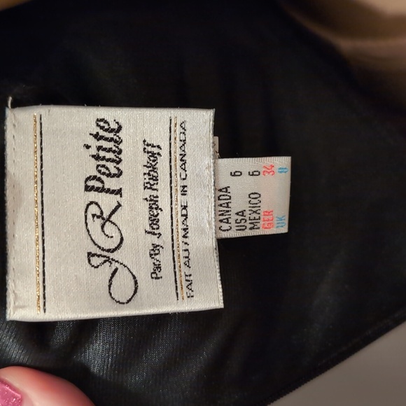 JOSEPH RIBKOFF VINTAGE Jersey Sparkle Mini Dress 6 (Petite) Black Silver LBD - Picture 9 of 13